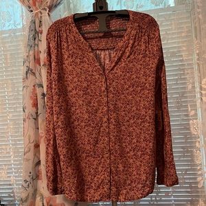 Long Sleeve Button up Blouse with Smocking